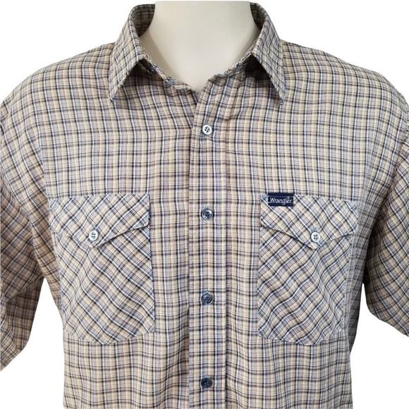Vintage Wrangler Plaid Short Sleeve Shirt sz XL (Big Man) - Picture 4 of 8